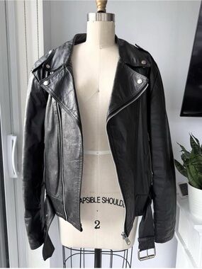 Peerless garments Classic Black Leather Motorcycle Jacket